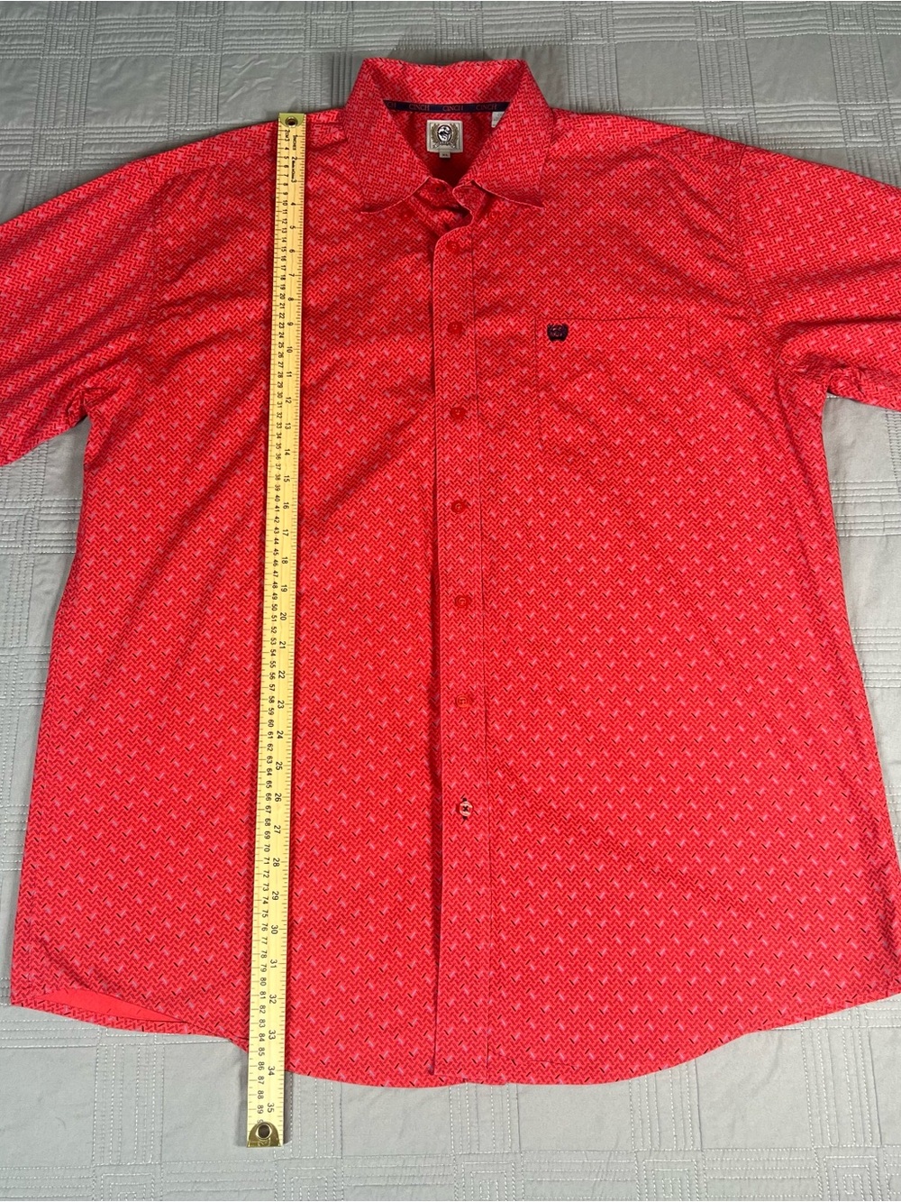 Cinch Shirt Mens Size XL Red Print Button Up Short Sleeve Cowboy Western Rodeo - Picture 8 of 10